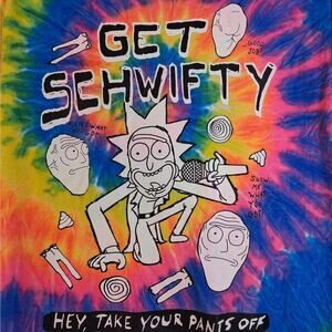 Rick and Morty Get Schwifty T-Shirt Tie Dye Women's Medium Short Sleeves Cotton